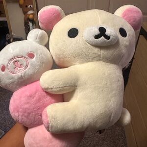 Charming Plush Bear Toy - Cream and Pink